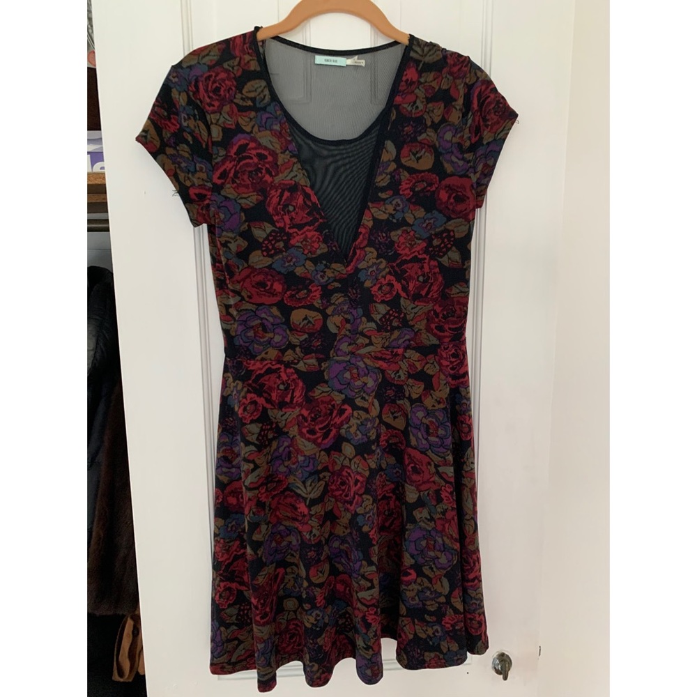 Dark floral short skater dress